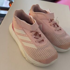 adidas Kids Light Pink Slip-On Athletic Sneakers with White Stripes